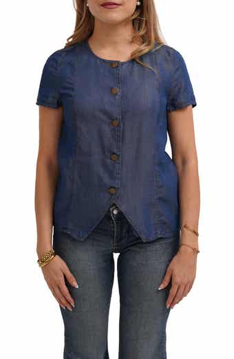 Short Sleeve Button Front Top
