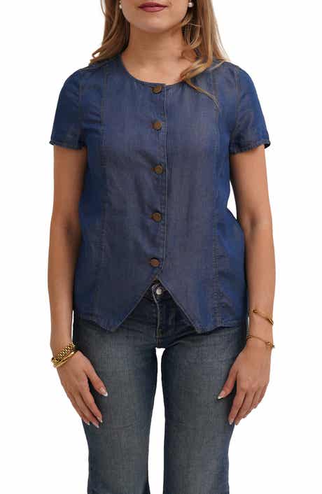Short Sleeve Button Front Top