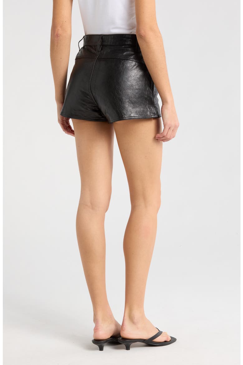 Side Slit Leather Shorts, Alternate, color, BLACK