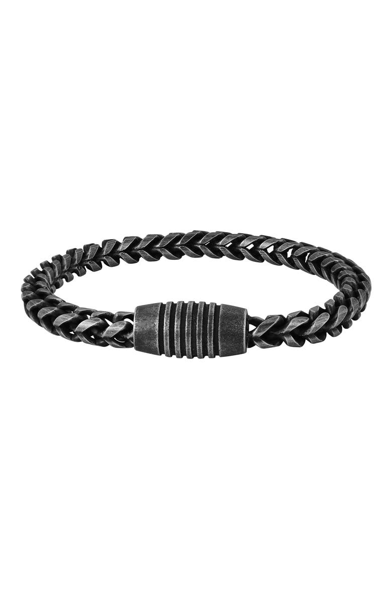 Men's Franco Chain Bracelet, Main, color, BLACK