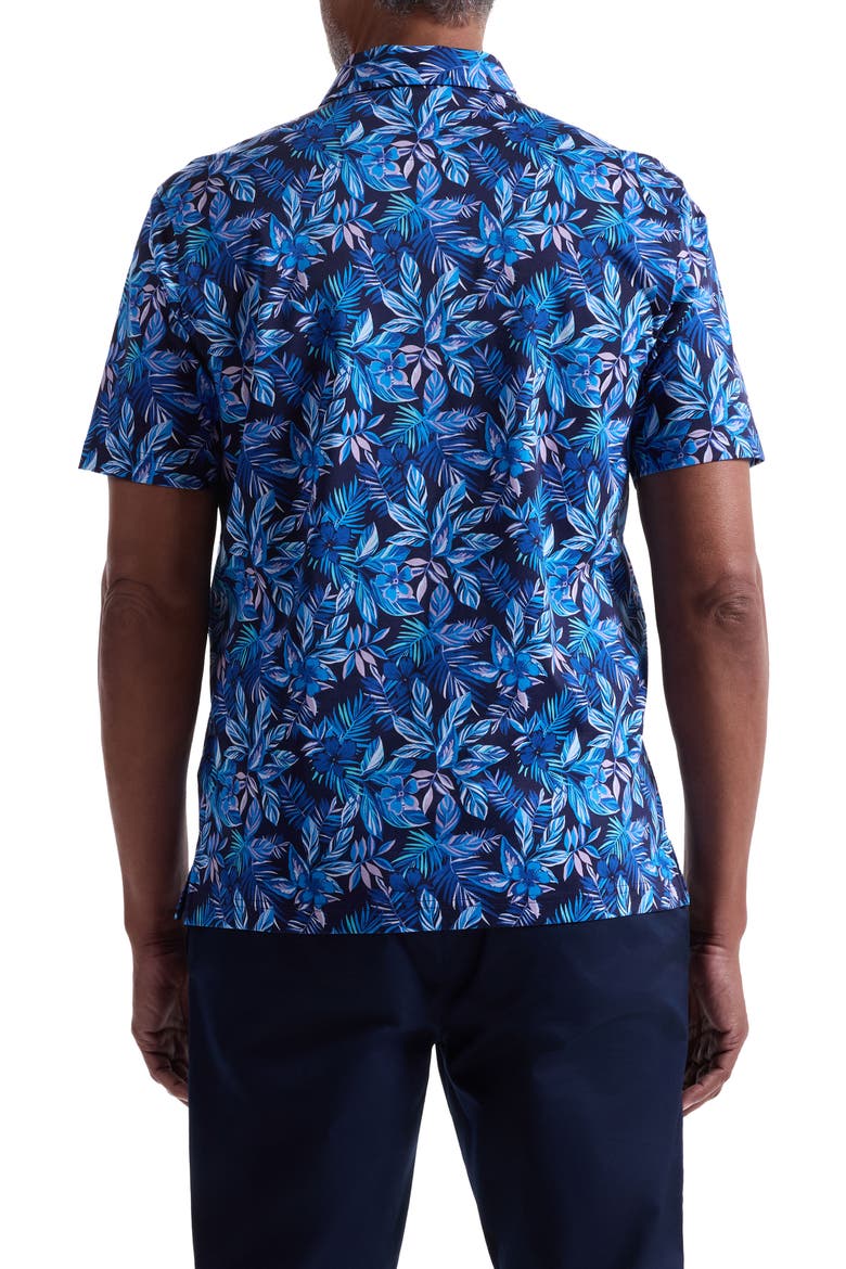 Hendrix Digital Cerulean Floral Print Pima Cotton Polo, Alternate, color, NAVY