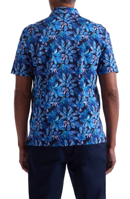 Bugatchi Hendrix Digital Cerulean Floral Print Pima Cotton Polo In Blue