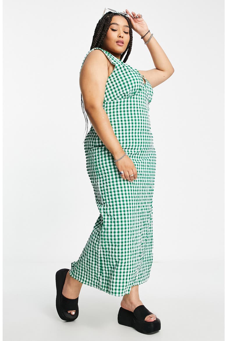 Curve Gingham Maxi Sundress, Alternate, color, GREEN