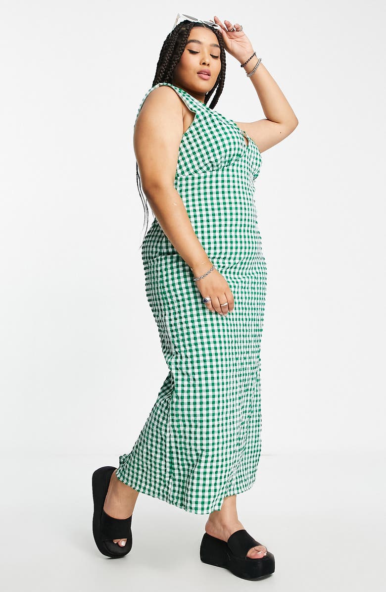 ASOS DESIGN Curve Gingham Maxi Sundress, Alternate, color,