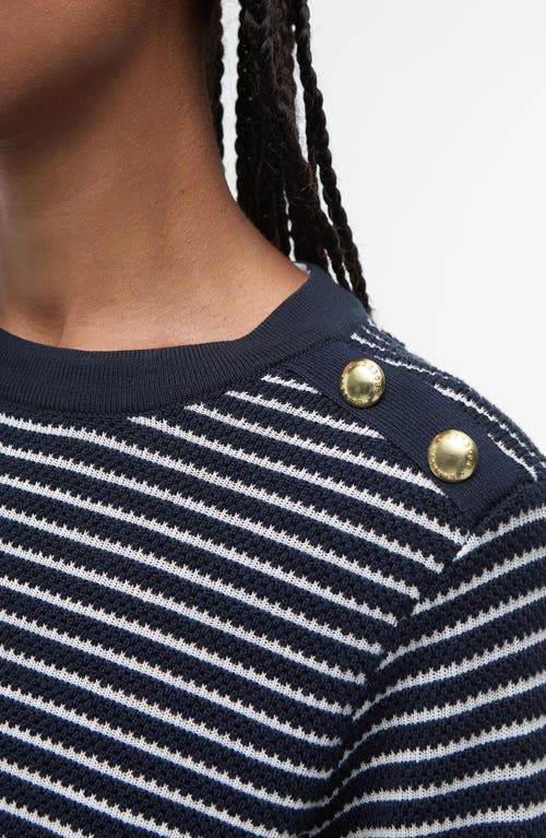 Barbour Macy Stripe Cotton Sweater In Dark Navy Stripe