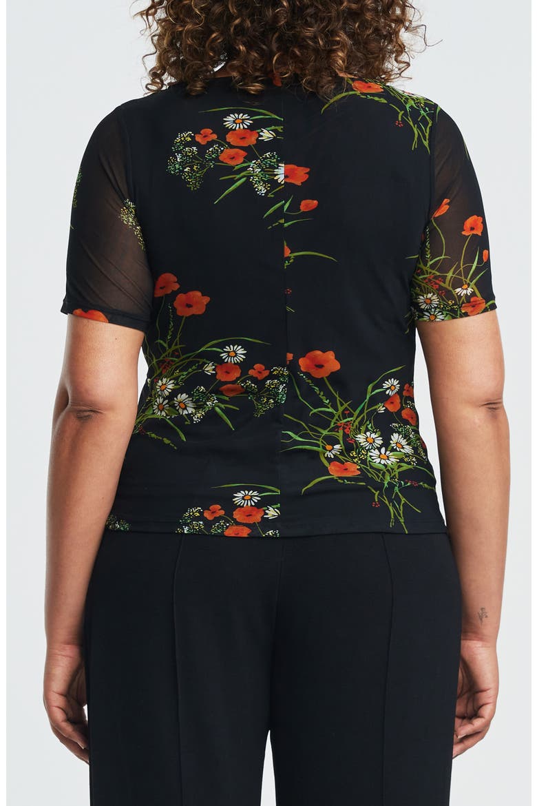 Bouquet Floral Mesh Top, Alternate, color, BLACK PRINT