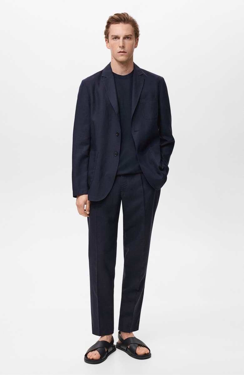MANGO Slim Fit Slub Lyocell & Linen Suit Jacket, Alternate, color, Navy