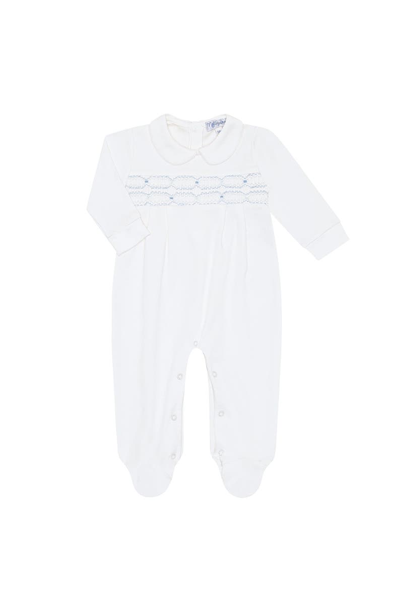 Nellapima Signature Smocked Boys Footie - Baby, Alternate, color, Blue, White