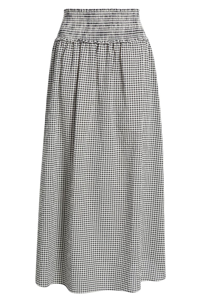 The Delphine Gingham Midi Skirt, Alternate, color, BLACK/ SAND GINGHAM