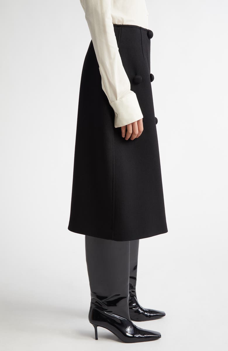 Jil Sander Button Detail Wool Blend Skirt, Alternate, color, Black
