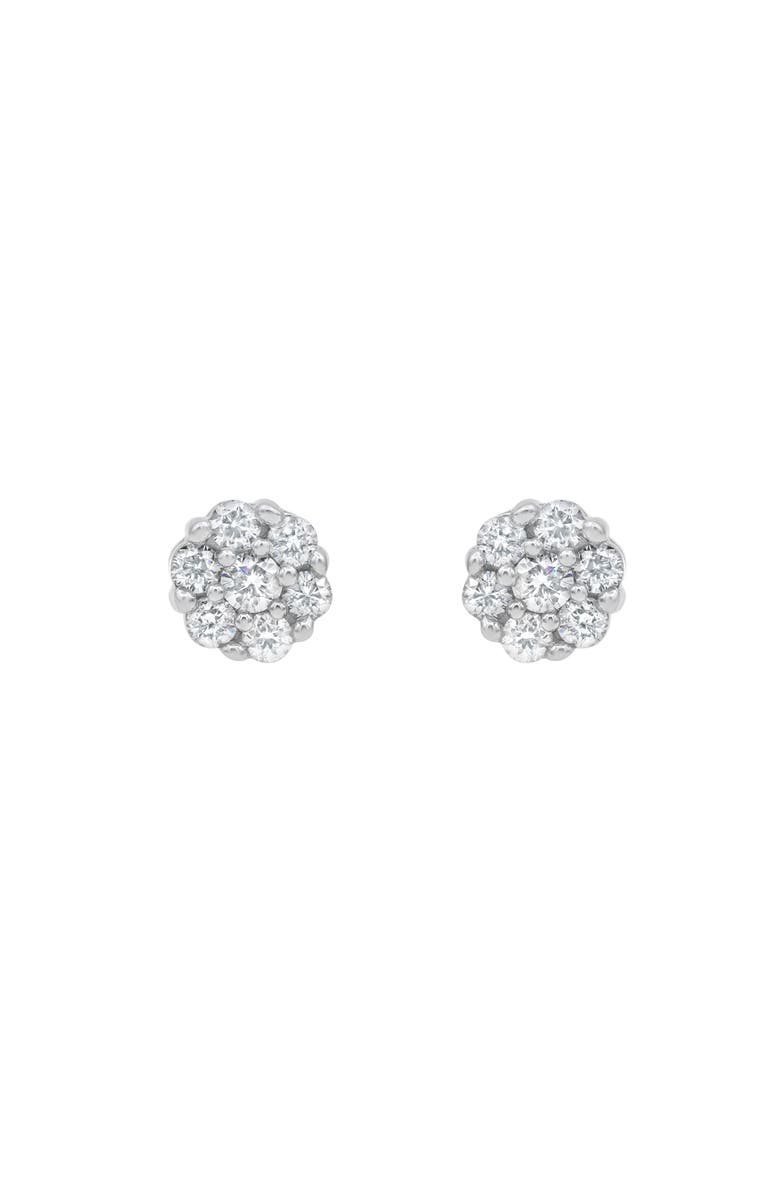 LuvMyJewelry Velvet 14K White Gold Flower Cluster Diamond Unisex Earrings - 0.22 Ct, Alternate, color, 14K White Gold