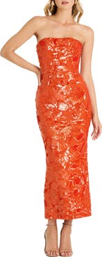 HELSI Leslie Pattern Sequin Strapless Gown