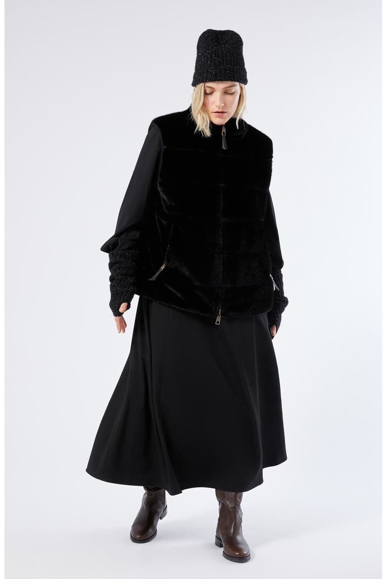 Disegno Reversible Faux Fur Vest, Alternate, color, BLACK