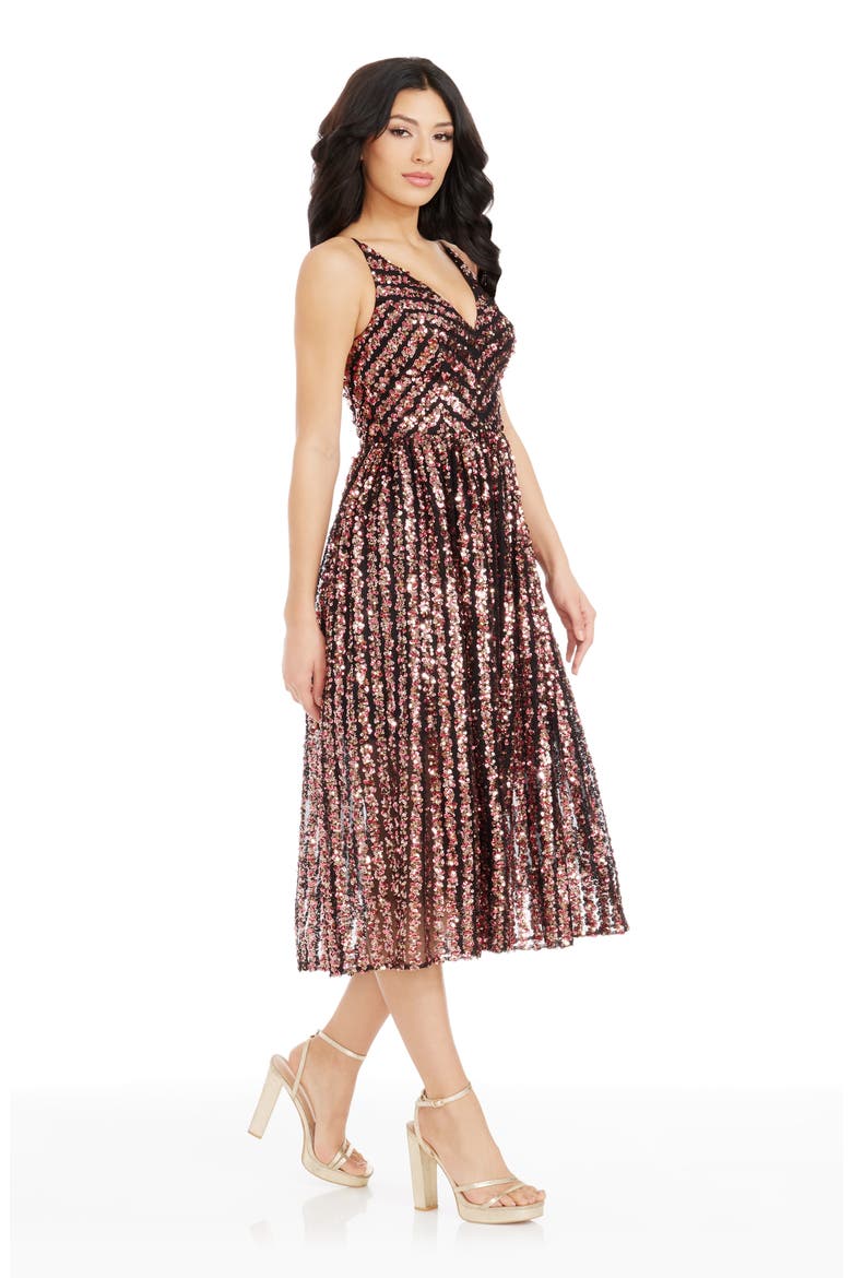 Haley Sequin Stripe A-Line Cocktail Dress, Alternate, color, RASPBERRY MULTI