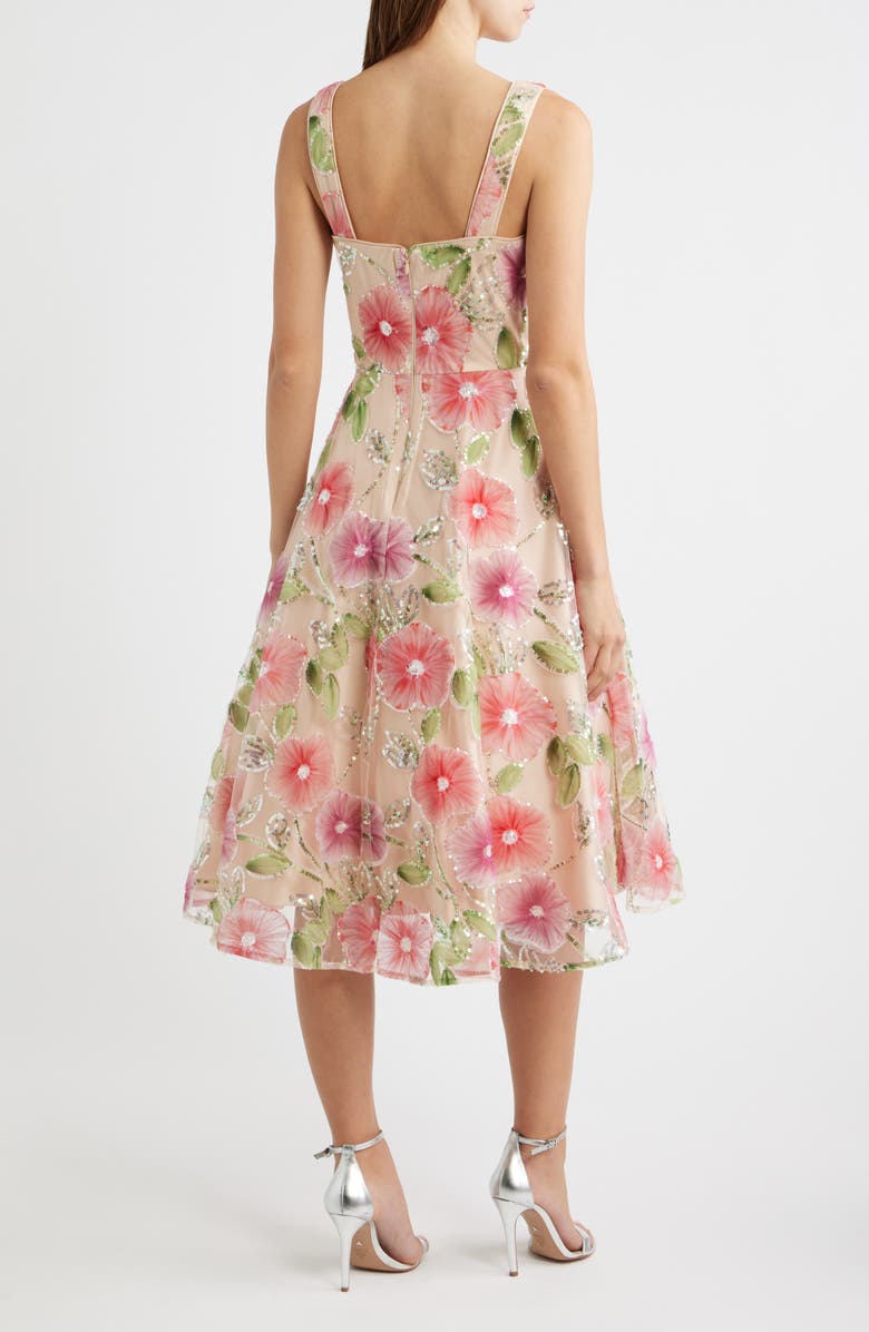 Eliza J Sequin Floral Print Sleeveless Cocktail Dress, Alternate, color, Purple Mul