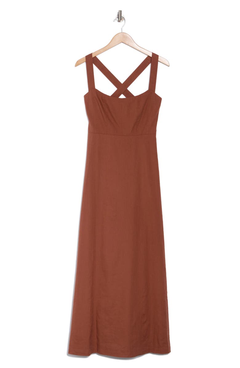 Theory Seamed Linen Blend Maxi Dress, Alternate, color,