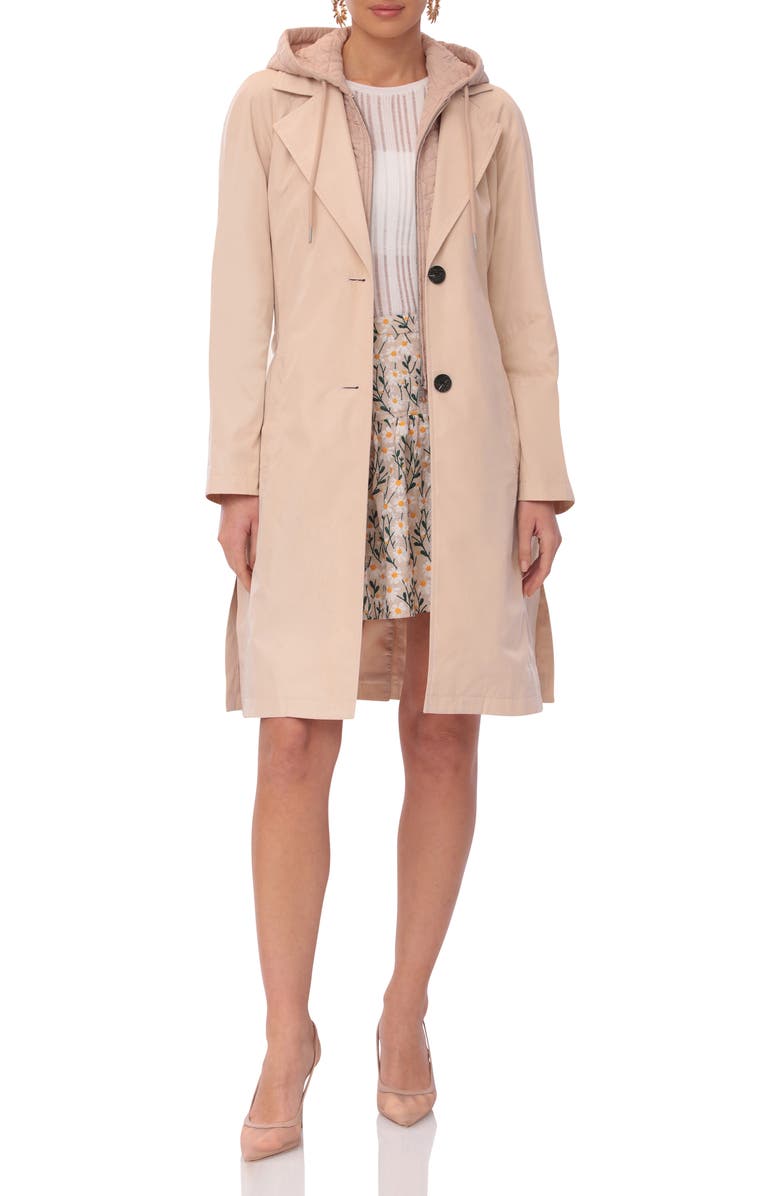 Avec Les Filles Single Breasted Coat with Quilted Hooded Insert, Alternate, color,