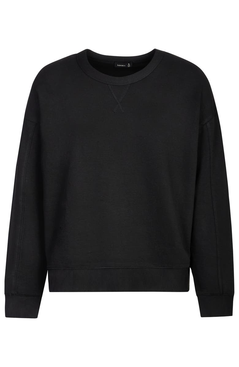 LOVALL Luxe Lounge Jogger + Sweatshirt Set, Alternate, color, Black