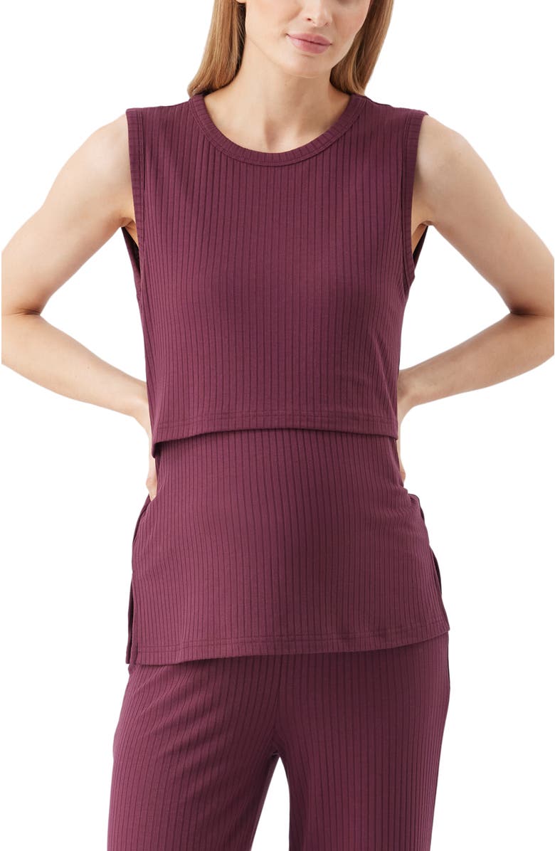 Ripe Maternity Peter Rib Nursing Tank, Main, color, Maroon