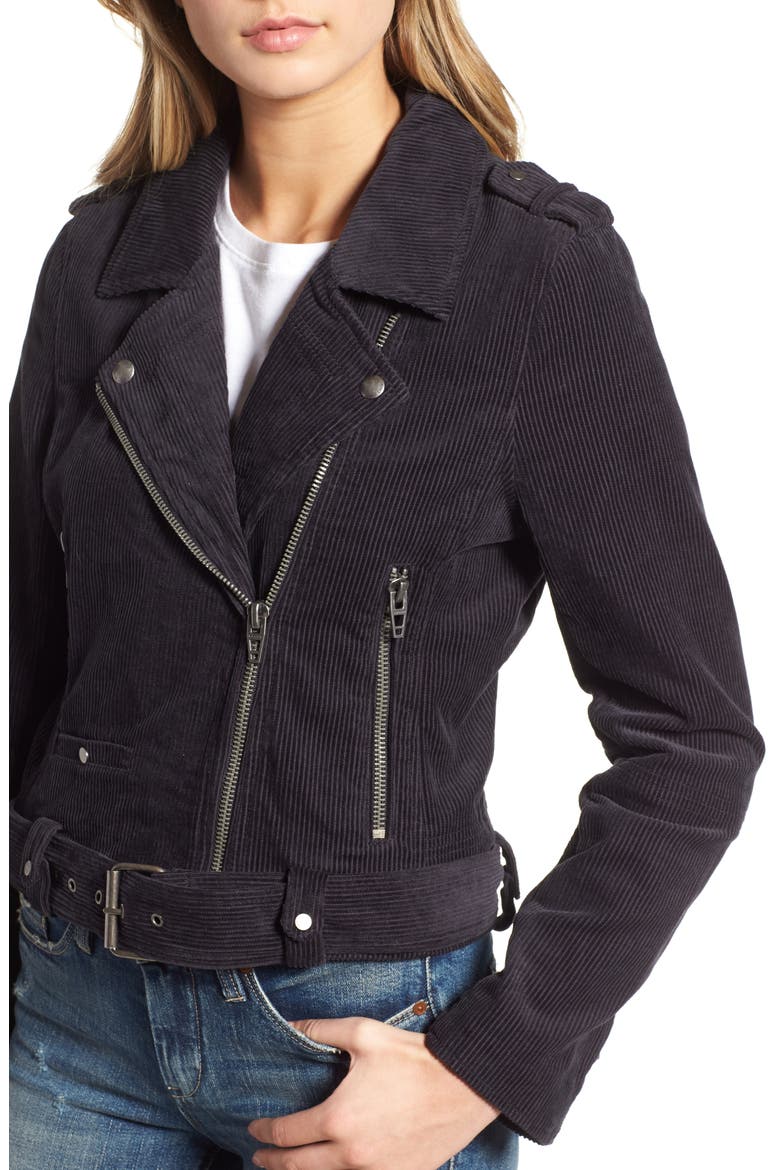 Corduroy Moto Jacket, Alternate, color, BLUE