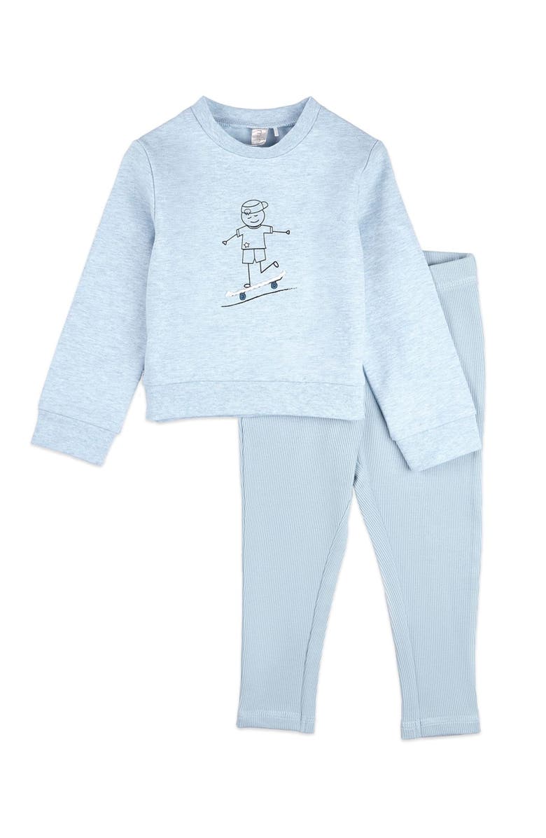 MiniMoi Kid's This Is How I Roll Cotton Rich Legging Set, Main, color, Cloud Blue