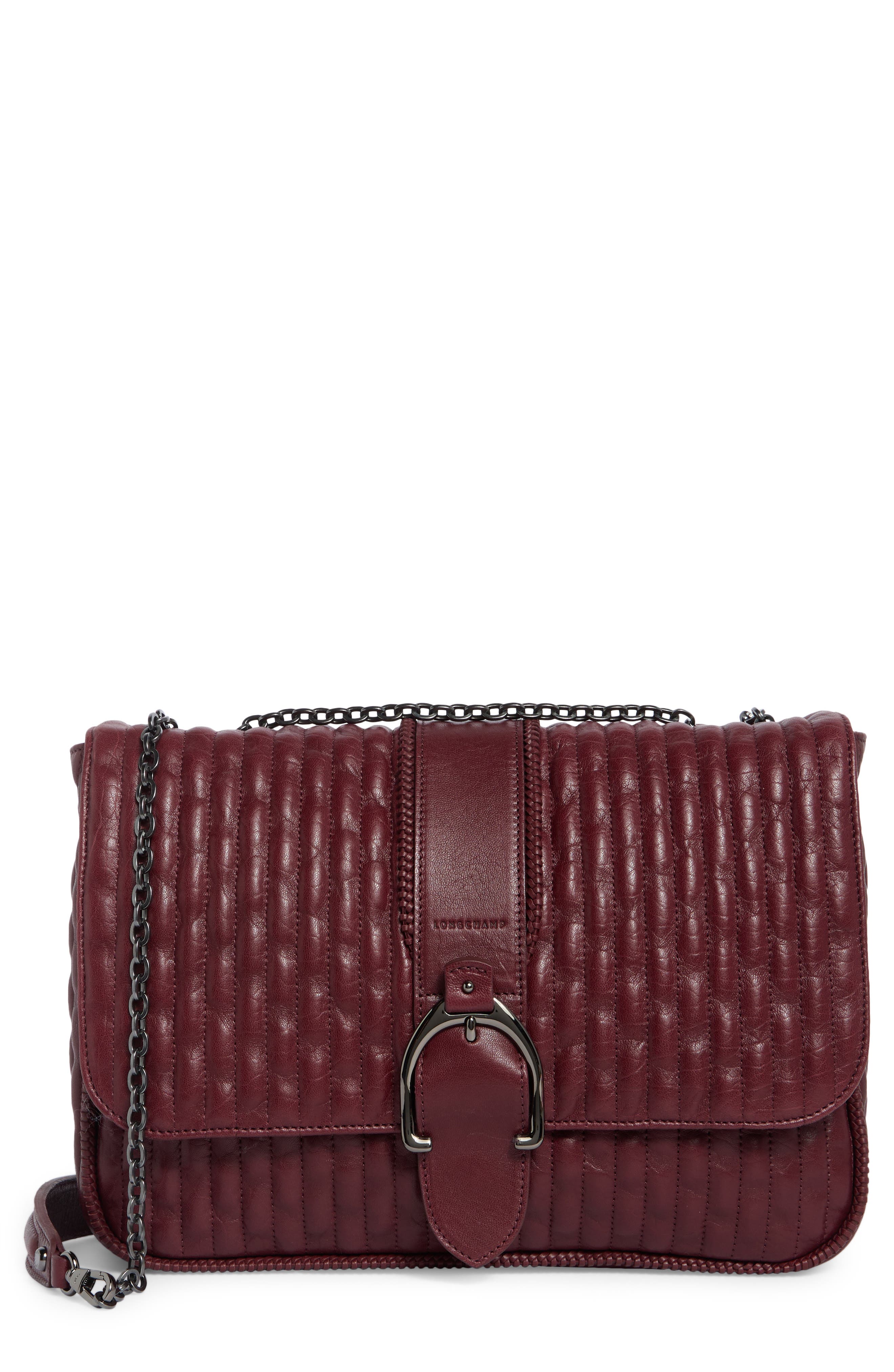 Longchamp Large Amazone Leather Quilted Convertible Crossbody Bag, Main, color, Brandy