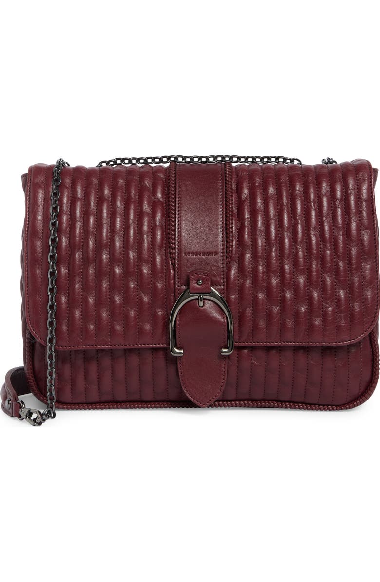 Longchamp Large Amazone Leather Quilted Convertible Crossbody Bag, Main, color, Brandy