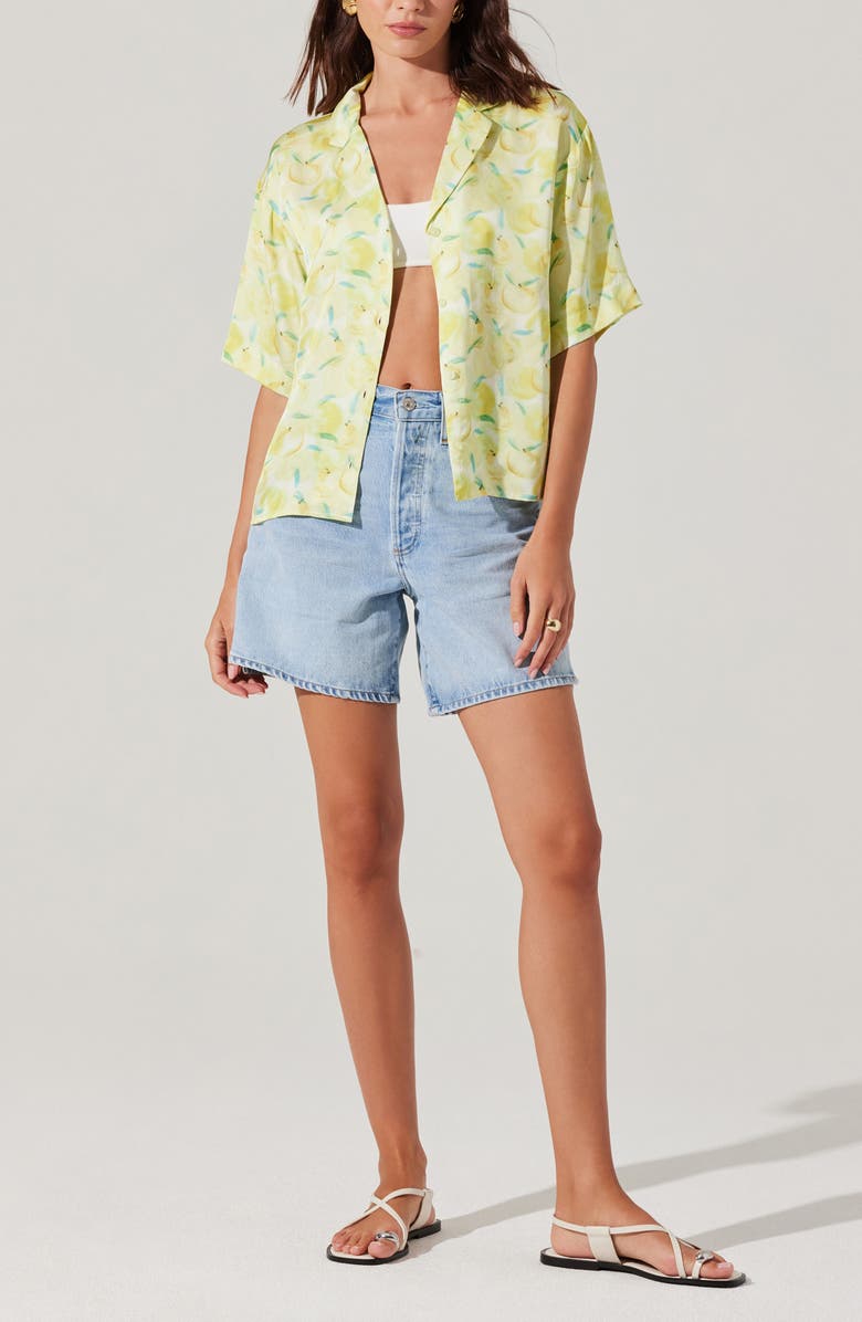 ASTR the Label Vesa Camp Shirt, Alternate, color, Lemon Print