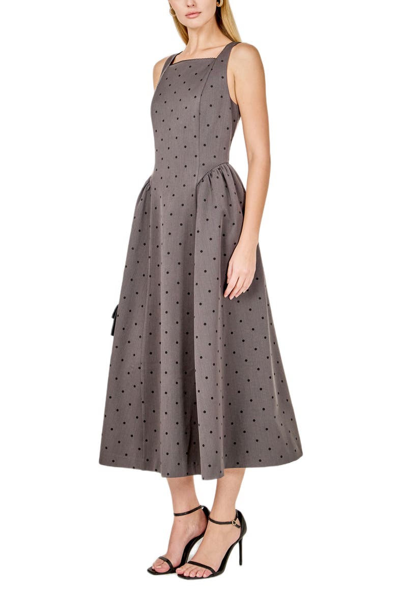 Polka Dot Square Neck Dress, Alternate, color, GREY