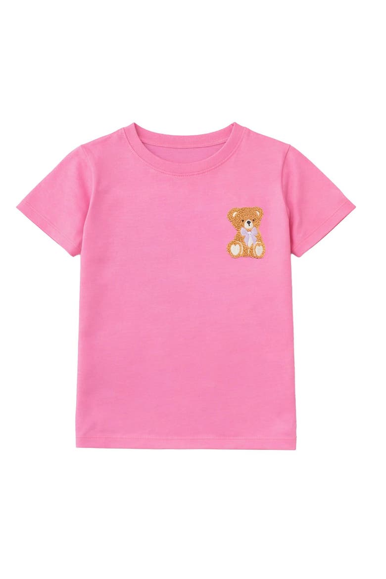Teddy Embroidery Short Sleeve Tee, Main, color, Fuschia