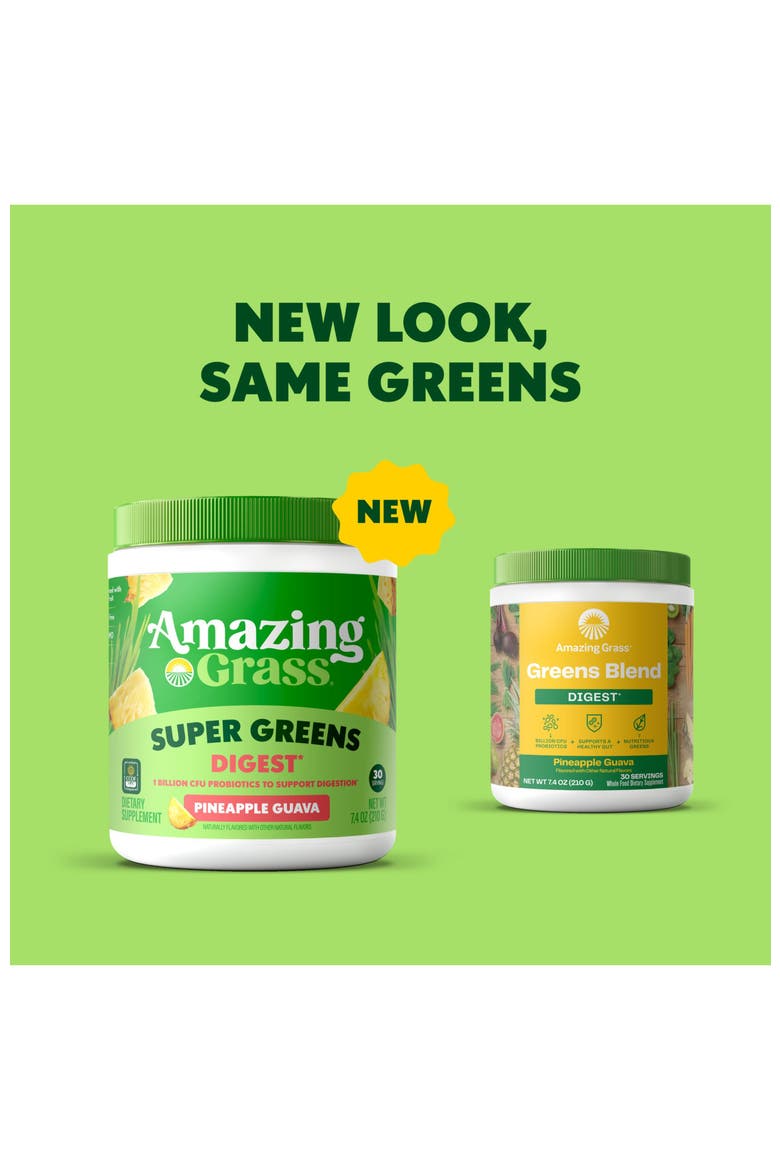 Super Greens Digest Powder Pineapple Guava 30 Servings, Alternate, color, None