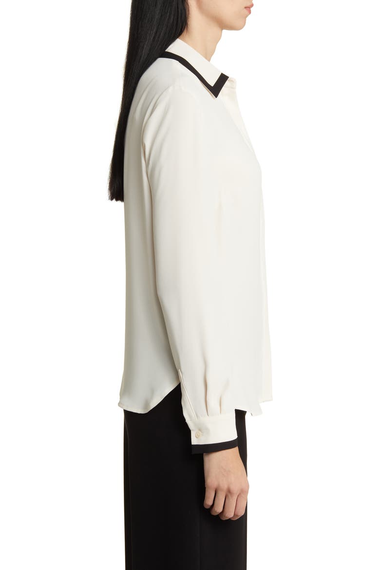 Tipped Button-Up Shirt, Alternate, color, ANNE WHITE