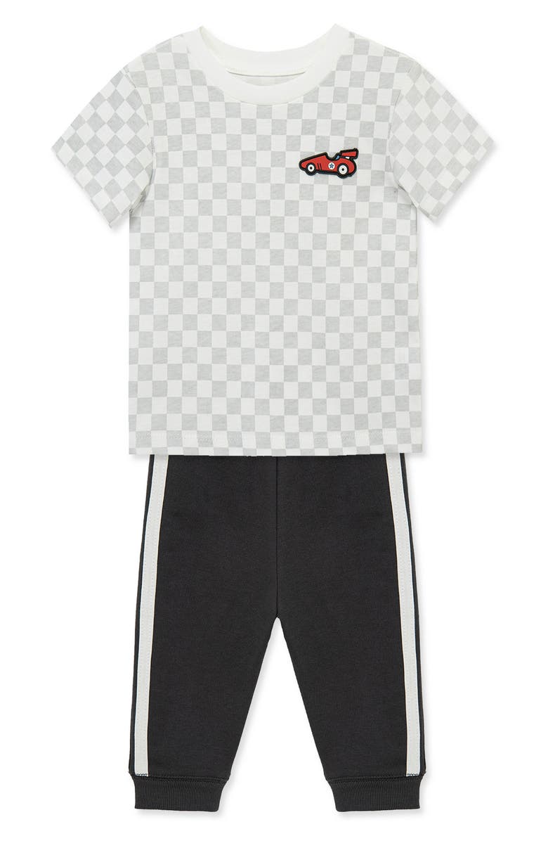 Little Me Race Care 3-Piece T-Shirt & Pants Set, Alternate, color, Grey