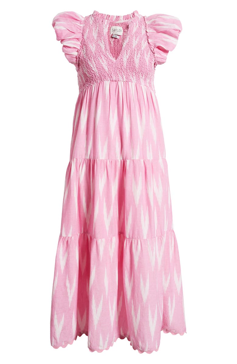 Saylor Almina Smocked Tiered Midi Dress, Alternate, color,