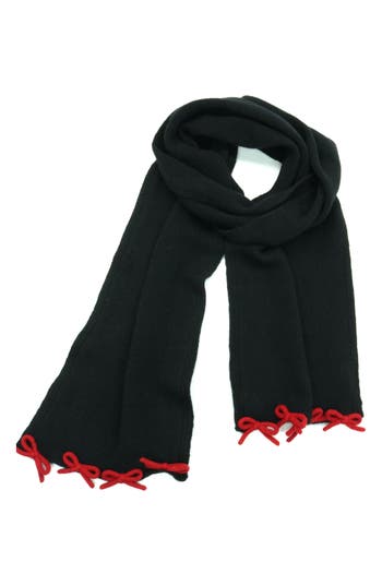 Portolano Bow Trim Scarf In Black