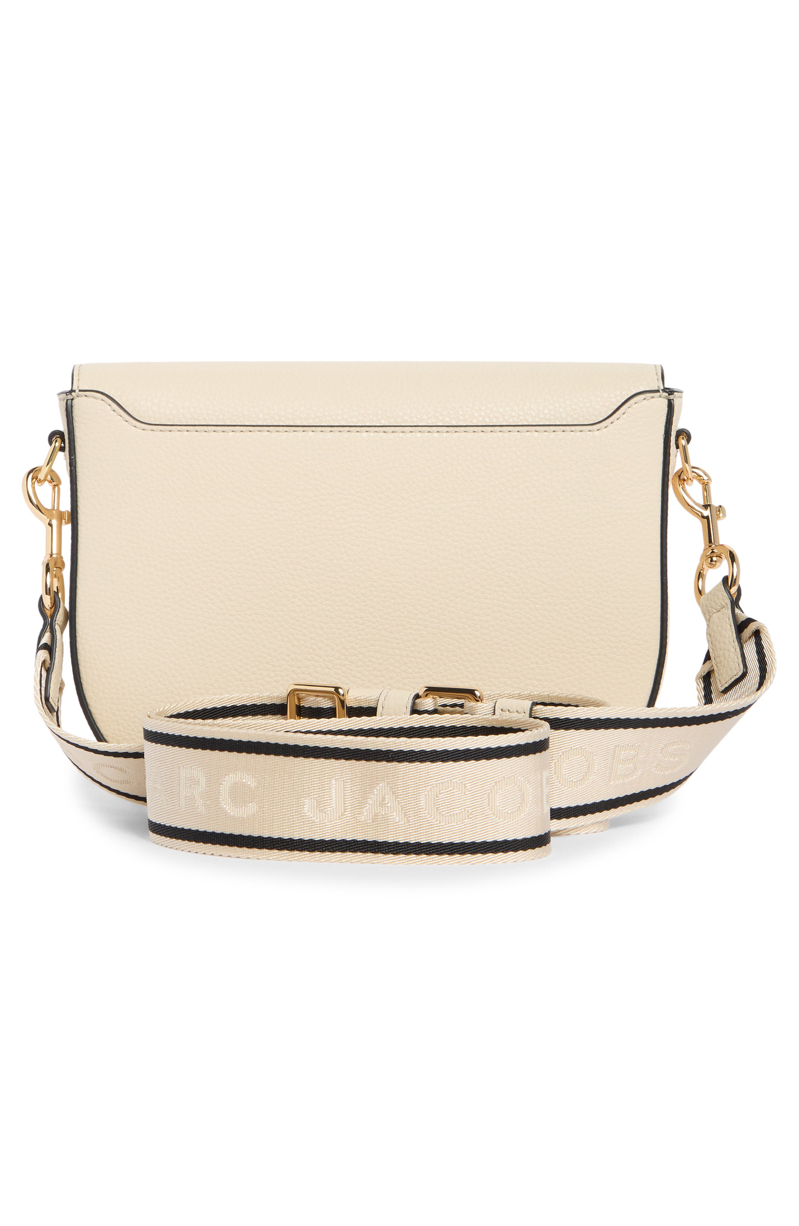 Marc Jacobs Signet Turnlock Leather Saddle Bag, Alternate, color, Marshmallow