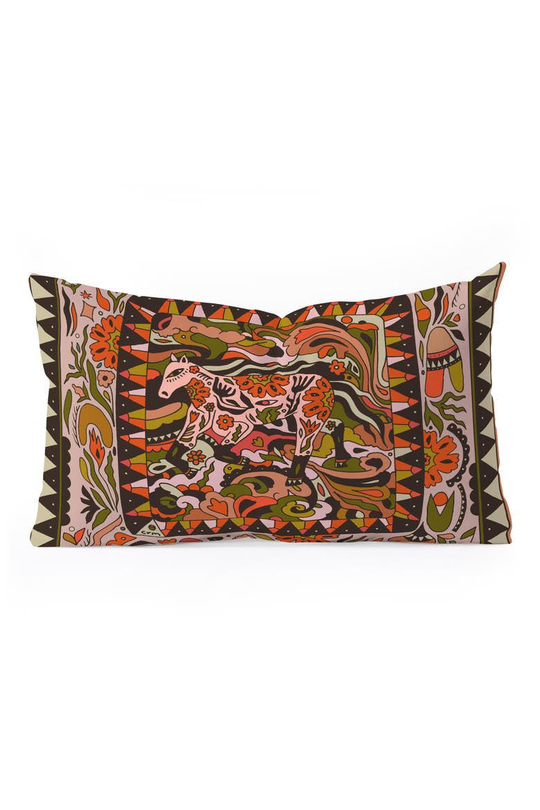 Horse Wild Oblong Throw Pillow, Main, color, PINK