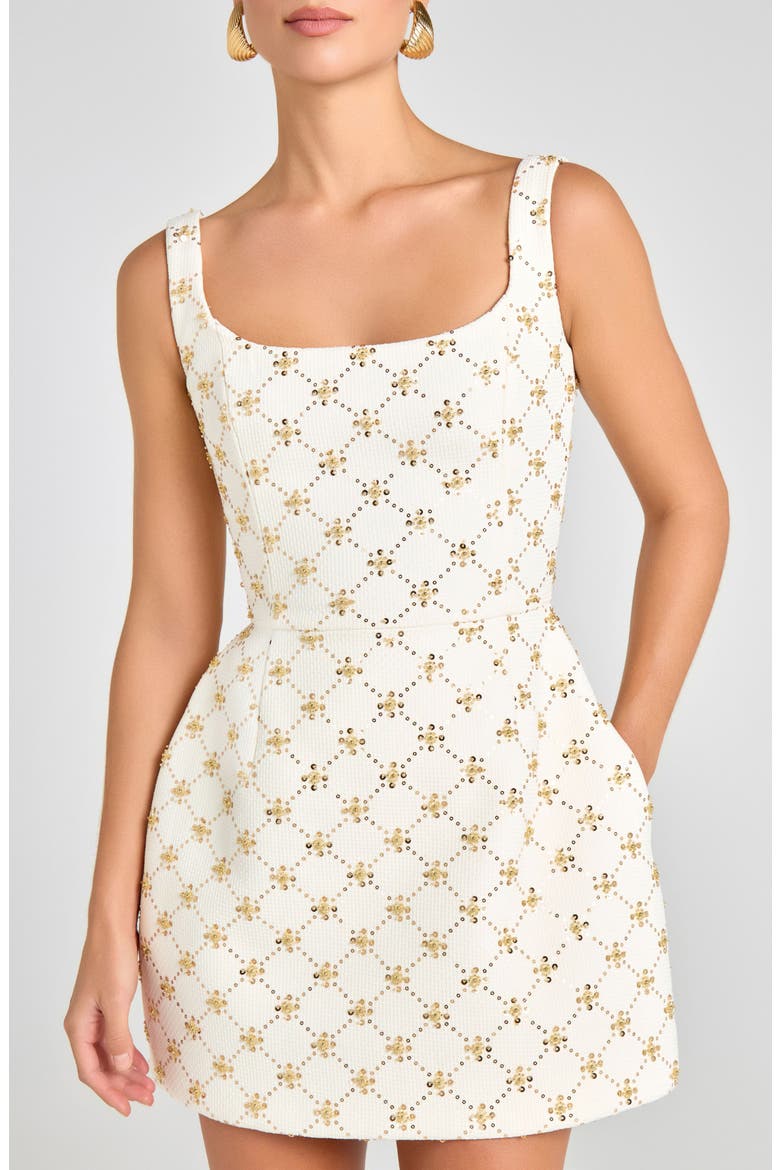 Sofia Diamond Print Cocktail Minidress, Alternate, color, CREAM