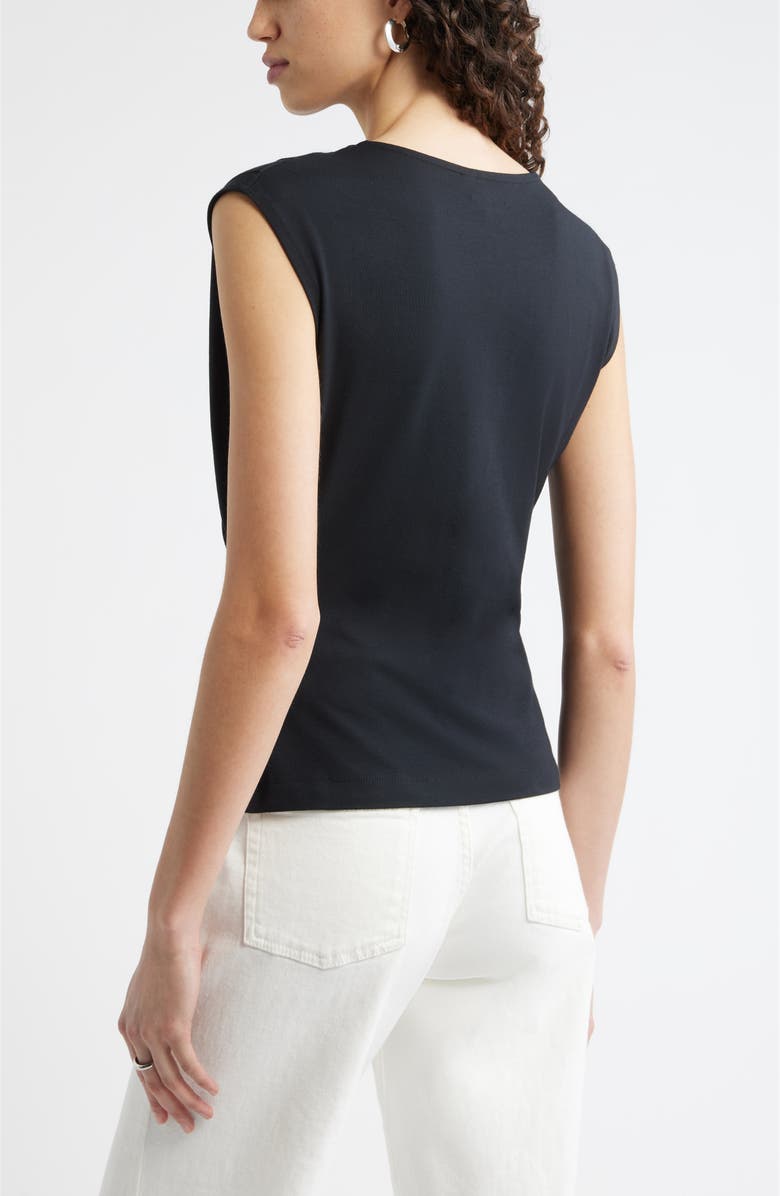 Nordstrom Pleated Faux Wrap Cap Sleeve Top, Alternate, color, Black