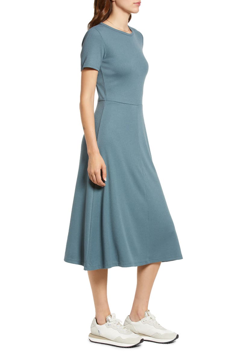 Ribbed Midi Dress, Alternate, color, BLUE WEATHER