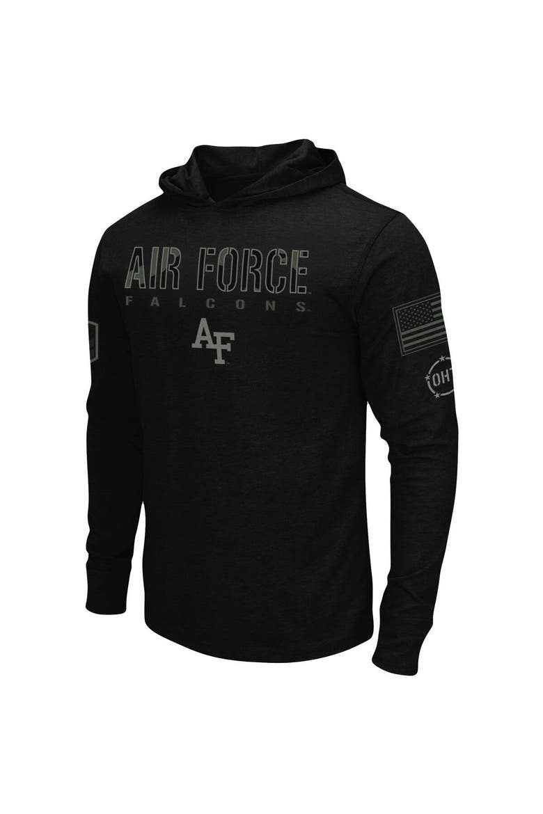 Men's Colosseum Black Air Force Falcons OHT Military Appreciation Hoodie Long Sleeve T-Shirt, Alternate, color, Black