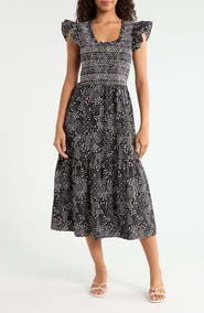 SUGARLIPS Floral Print Smocked Dress