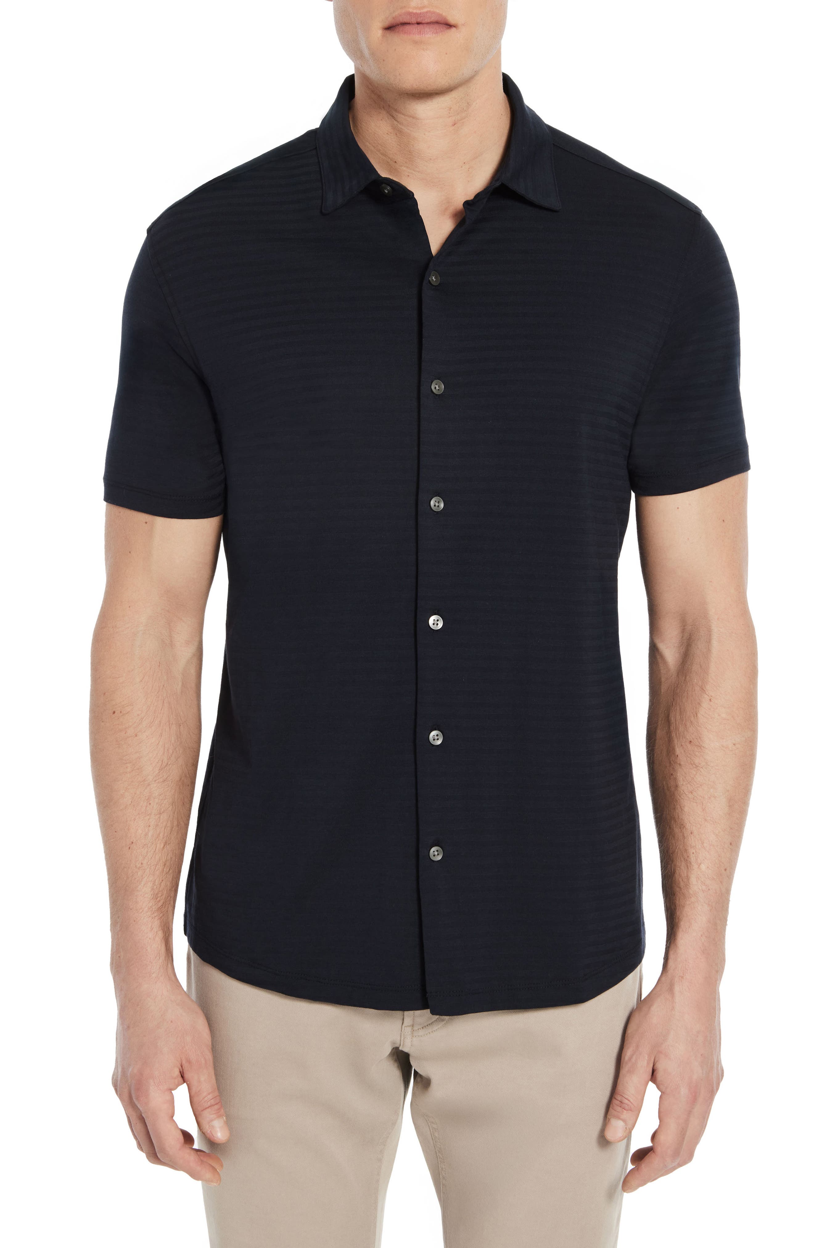 Robert Barakett Christopher Short Sleeve Pima Cotton Button-up Shirt In Blue