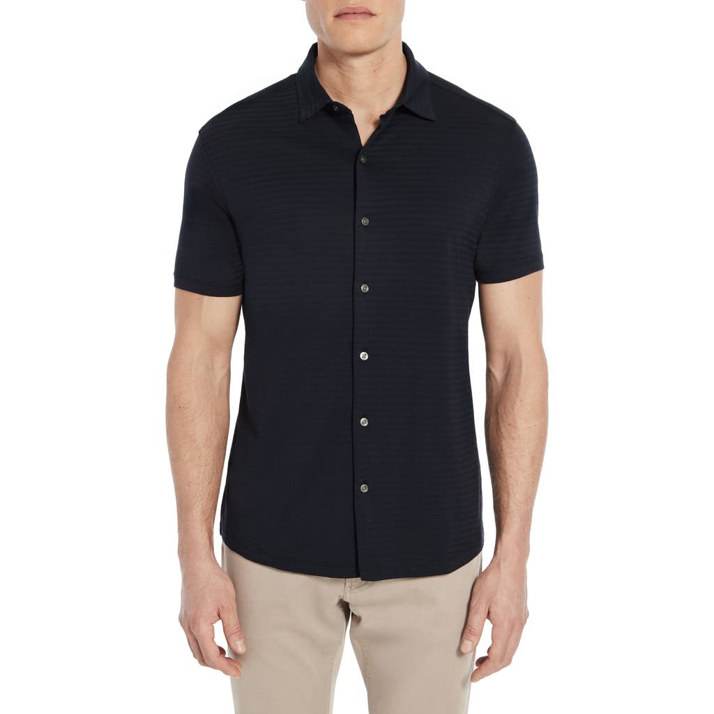 Robert Barakett Christopher Short Sleeve Pima Cotton Button-up Shirt In Blue