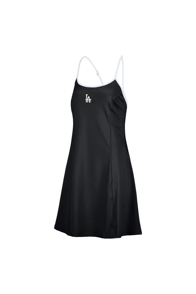 Women's Lusso  Black Los Angeles Dodgers Nakita Strappy V-Neck Dress, Alternate, color, Black