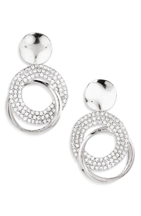 Pavé Crystal Interlocked Circle Drop Earrings