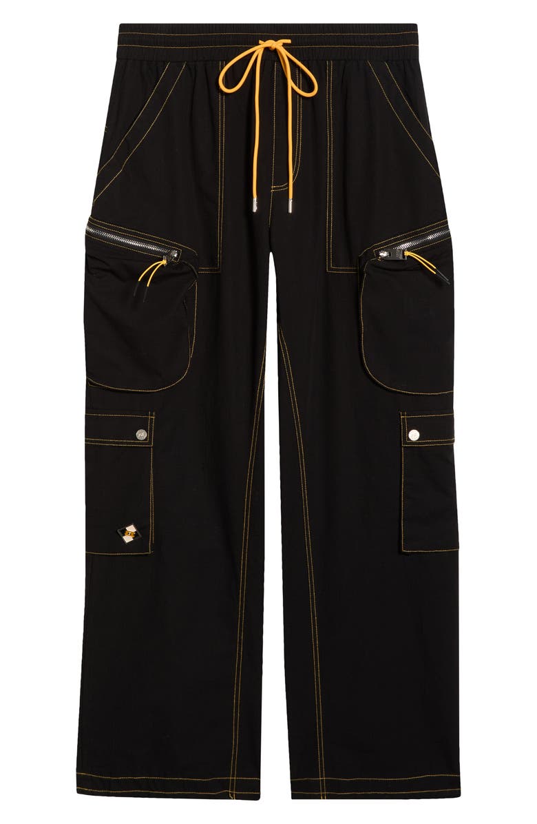 DIET STARTS MONDAY Contrast Cotton Ripstop Cargo Pants, Alternate, color, Black