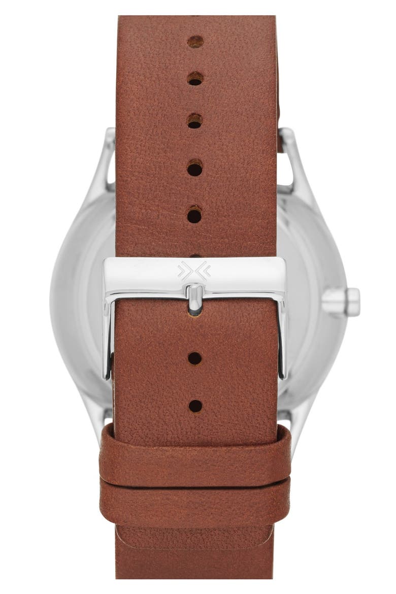 'Holst' Multifunction Leather Strap Watch, 40mm, Alternate, color, SADDLE/ CHARCOAL