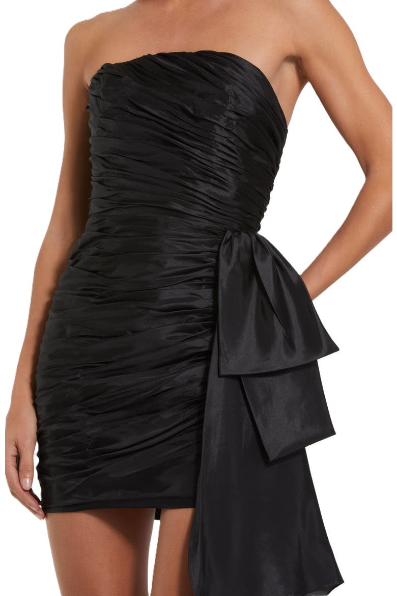 Strapless Ruched Mini Dress, Alternate, color, Black