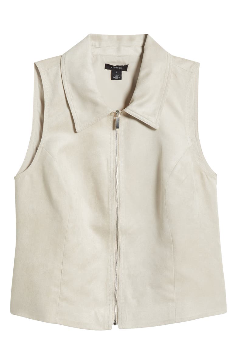 Halogen<sup>®</sup> Faux Suede Zip Front Vest, Alternate, color, Flax Taupe